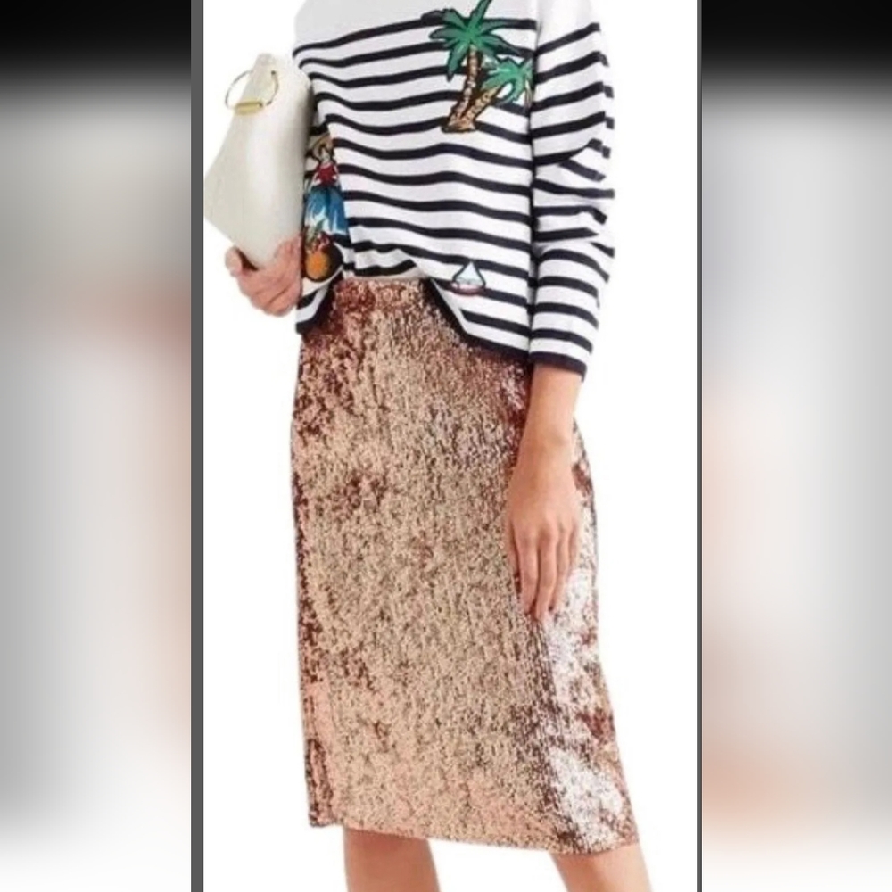 J.crew midi length sequined pencil skirt Size 2